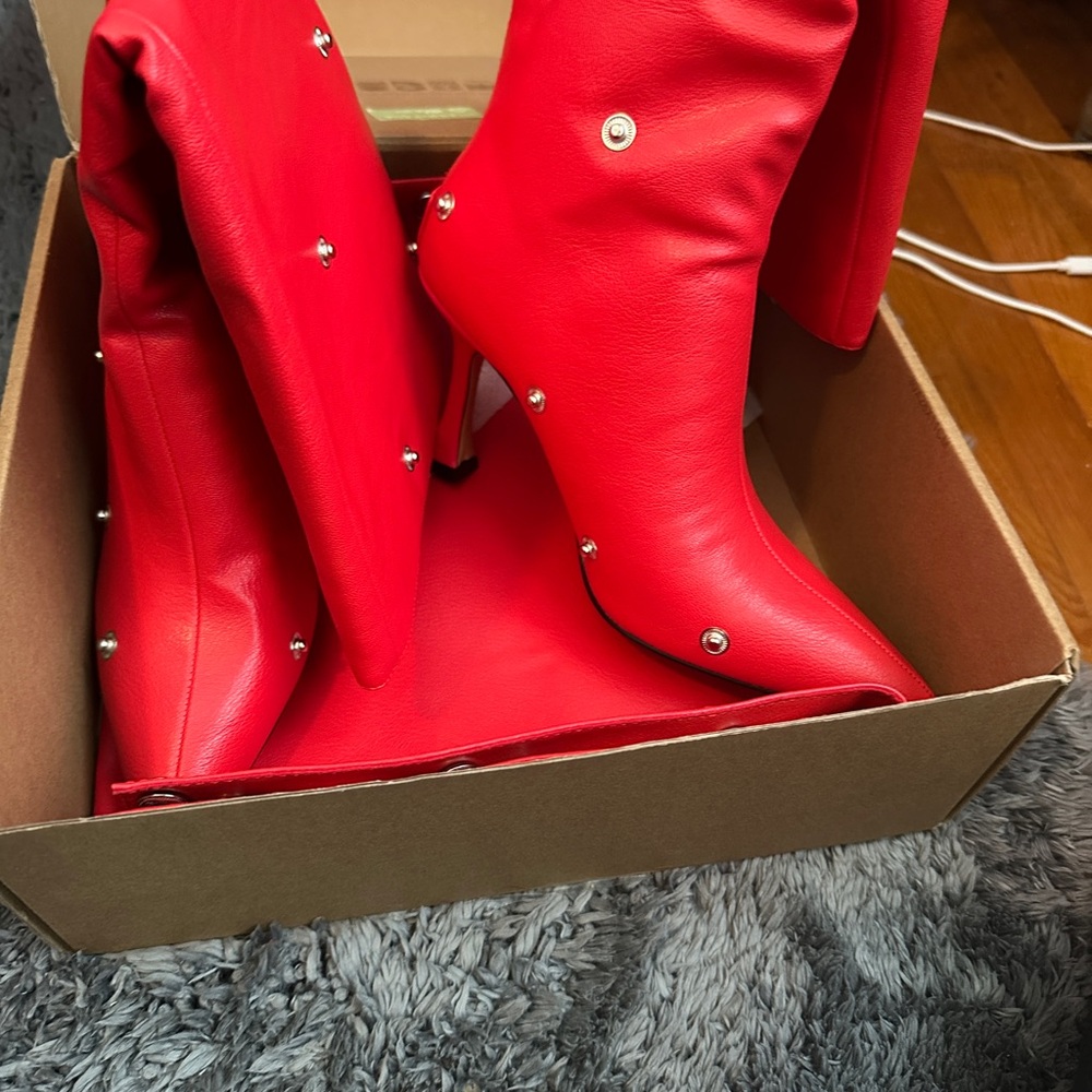 Red Studded Women's Boots NEW
